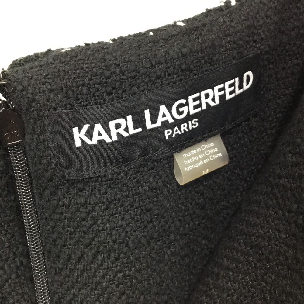 HP🛍 Karl Lagerfeld Black Sheath Tweed Dress 14 - Picture 7 of 10